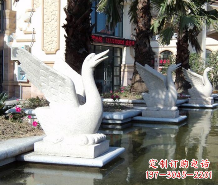 益阳小区景观大理石天鹅喷泉石雕
