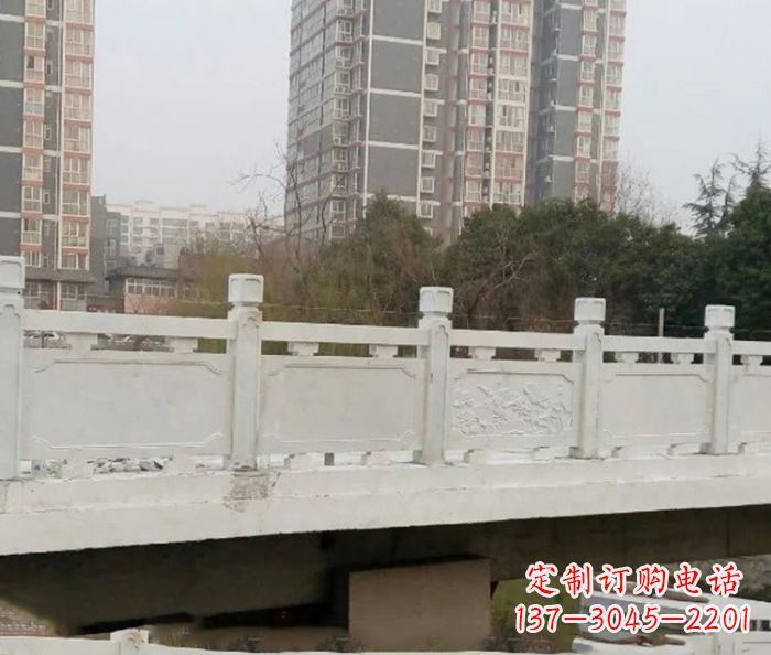 益阳小区景观汉白玉石雕栏板 (2)