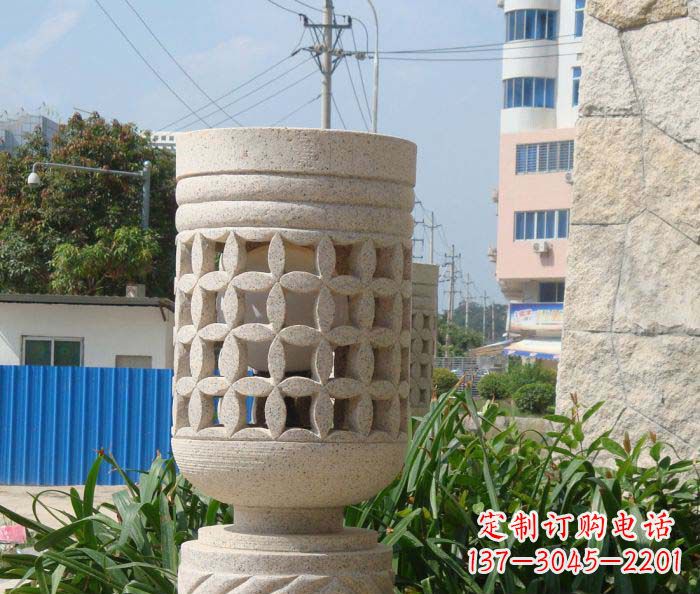 益阳小区景观镂空石灯石雕