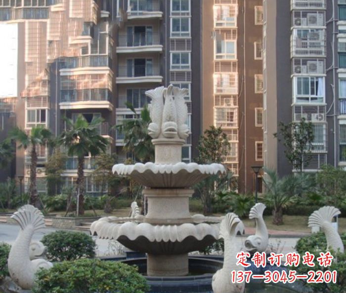益阳小区景观鲤鱼喷泉石雕