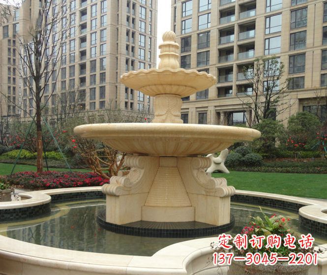 益阳小区景观晚霞红多层喷泉石雕 (3)