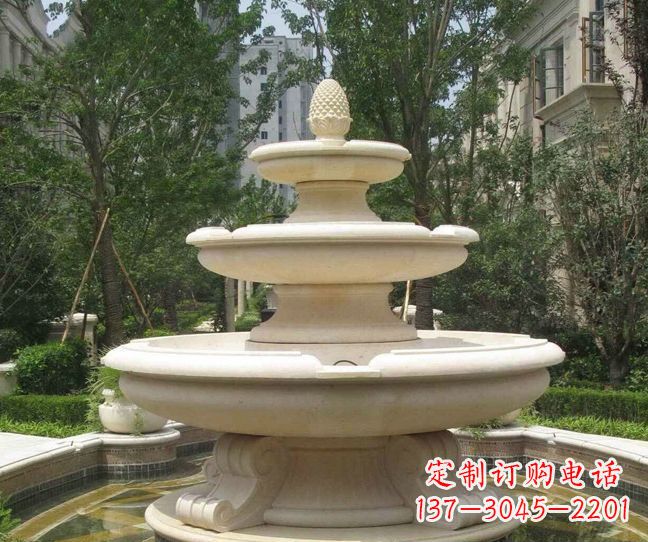 益阳小区景观晚霞红多层喷泉石雕