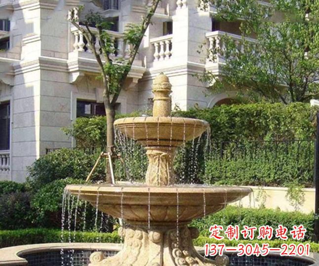 益阳小区景观晚霞红多层喷泉石雕 (4)