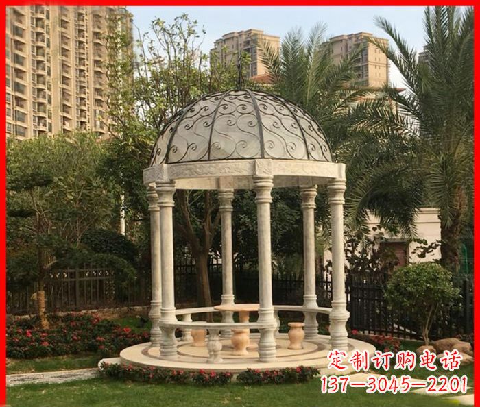 益阳小区欧式圆顶凉亭石雕 (2)