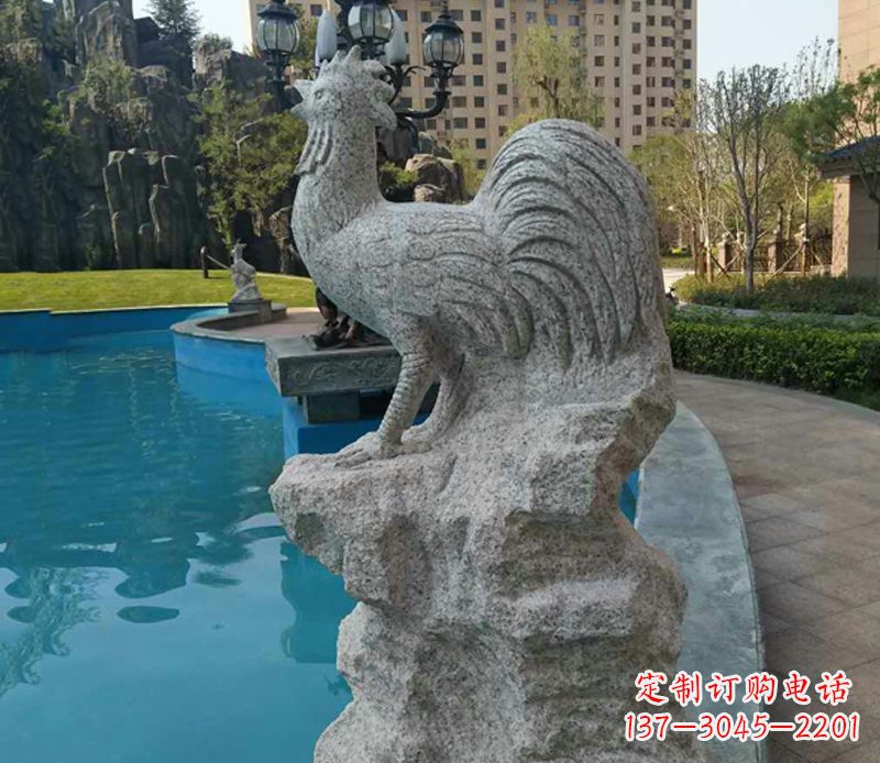 益阳小区十二生肖鸡动物石雕