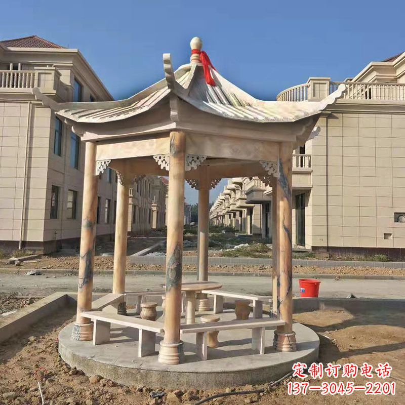 益阳小区庭院石雕凉亭