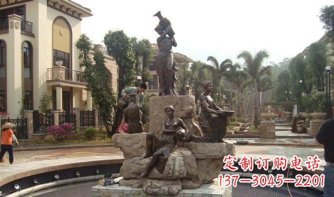 益阳小区西方美女喷泉人物铜雕