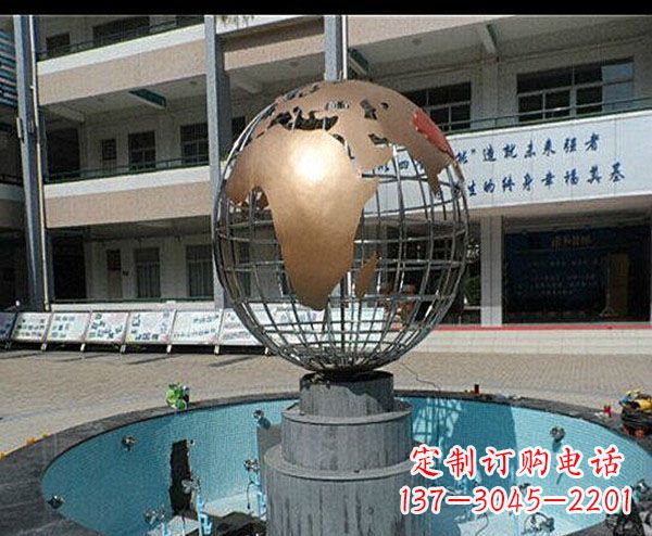 益阳校园不锈钢地球喷泉雕塑