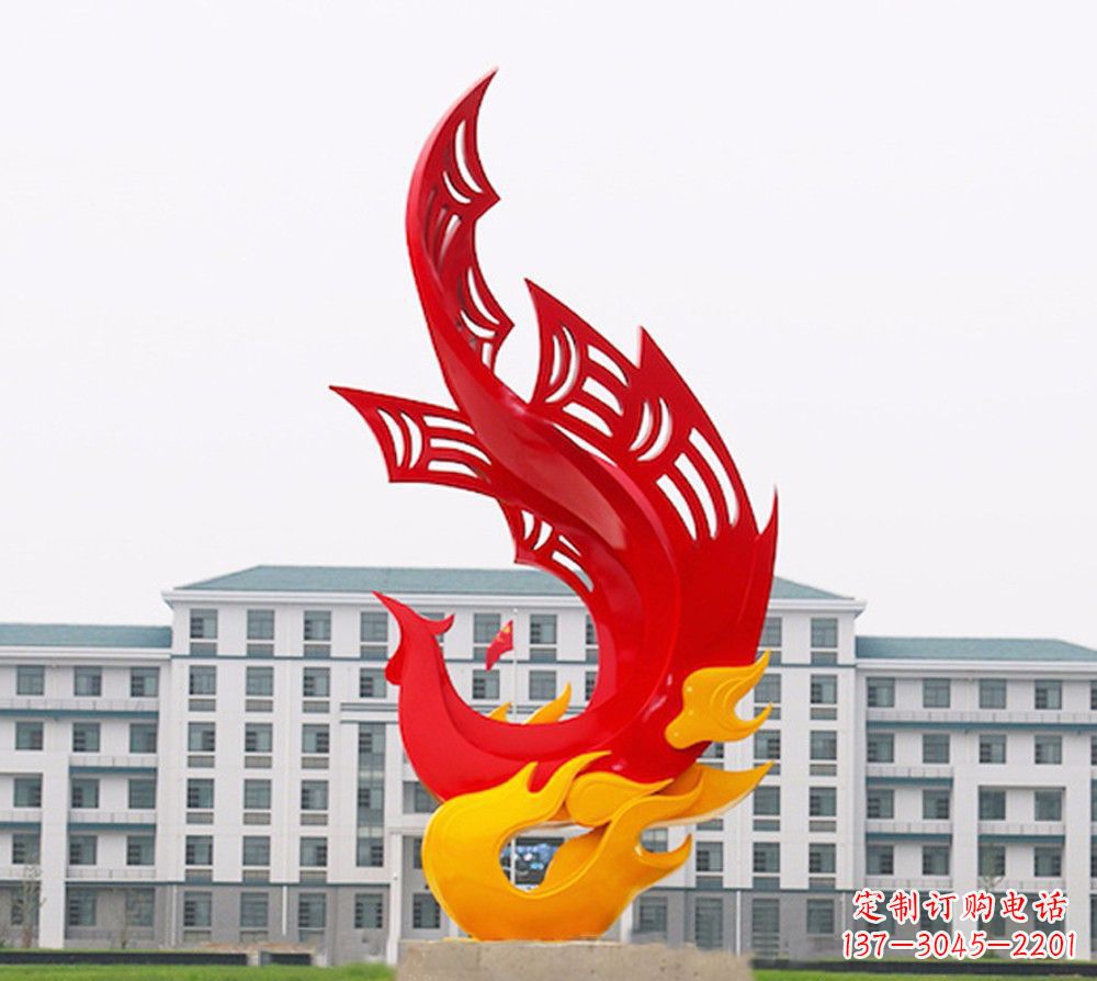益阳校园不锈钢凤凰浴火雕塑