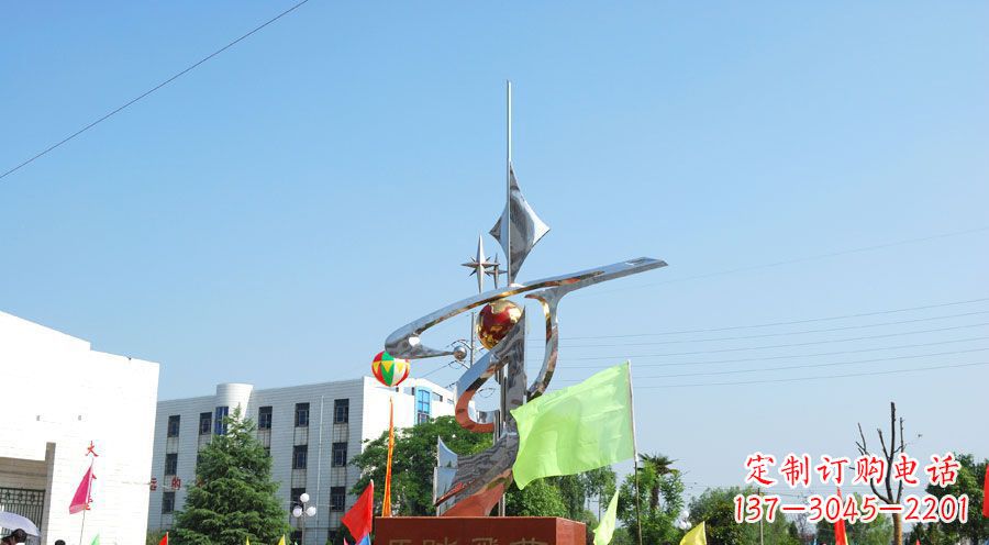 益阳校园不锈钢马踏飞燕地球雕塑