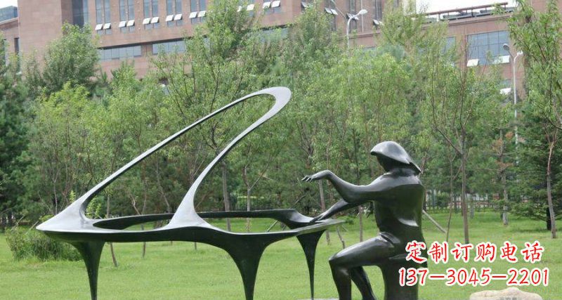 益阳校园弹钢琴景观铜雕