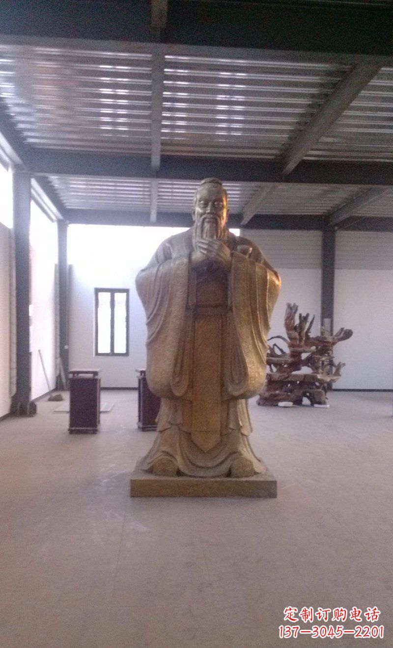 益阳校园仿铜老子玻璃钢名人雕塑