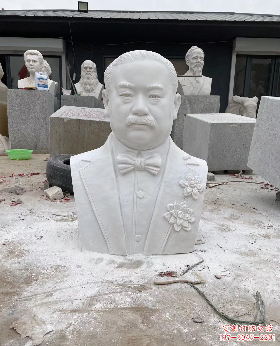 益阳校园名人詹天佑头像石雕
