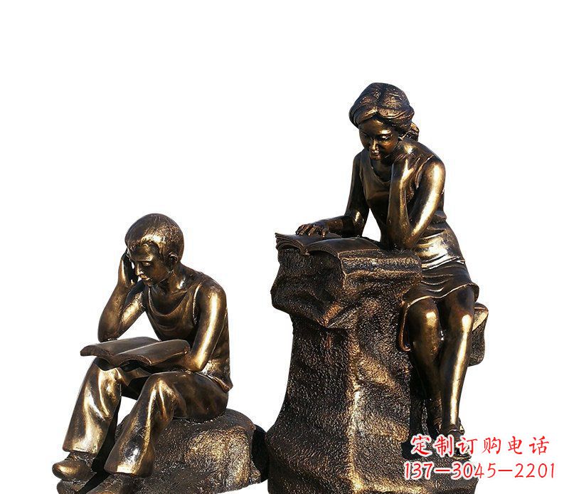 益阳校园铸铜学生看书人物雕塑