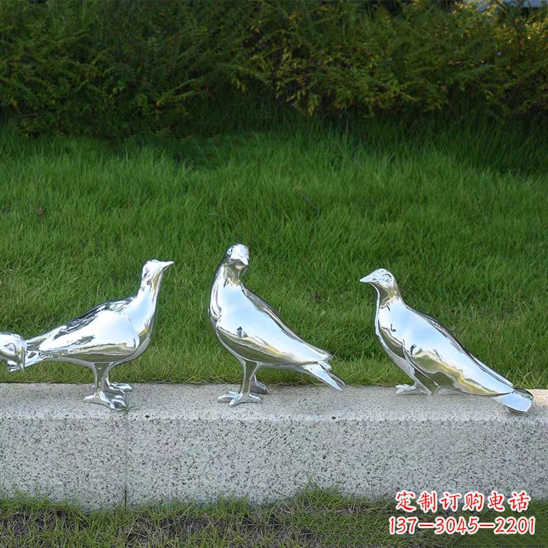 益阳银白色不锈钢电镀鸽子雕塑摆件