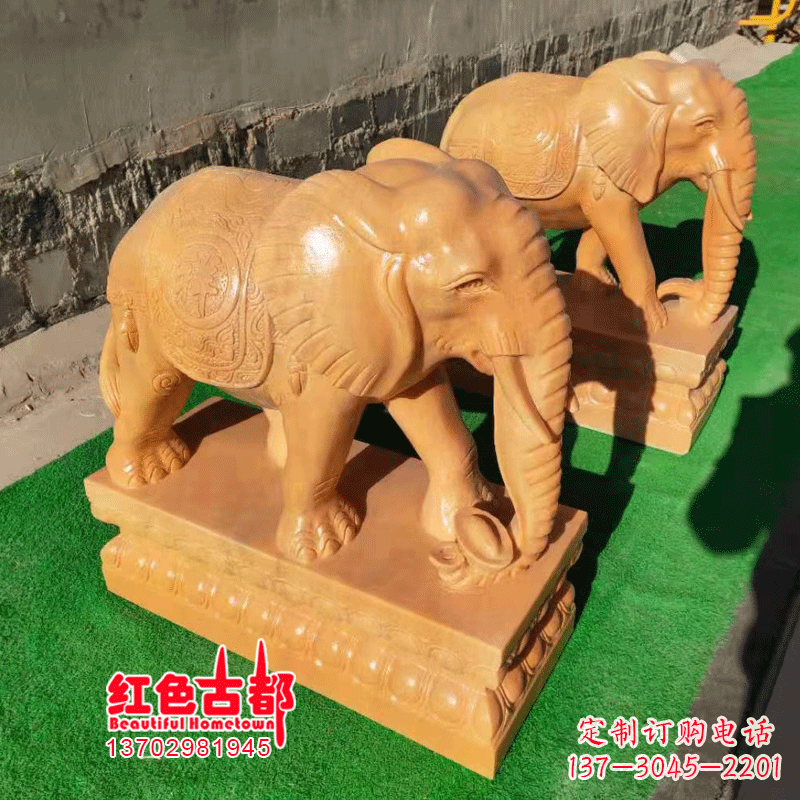 益阳银行门口的石雕大象