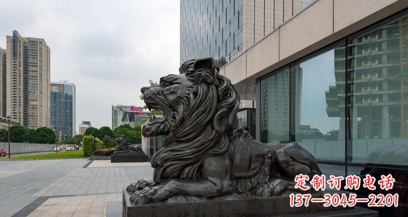 益阳银行铜狮子汇丰狮铜雕