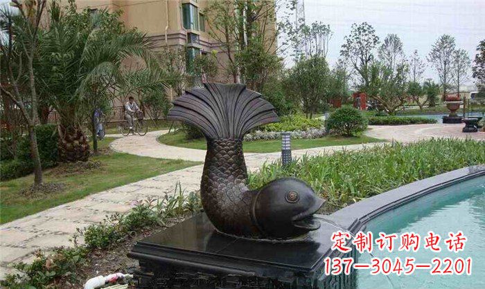 益阳鱼式喷泉小区景观铜雕