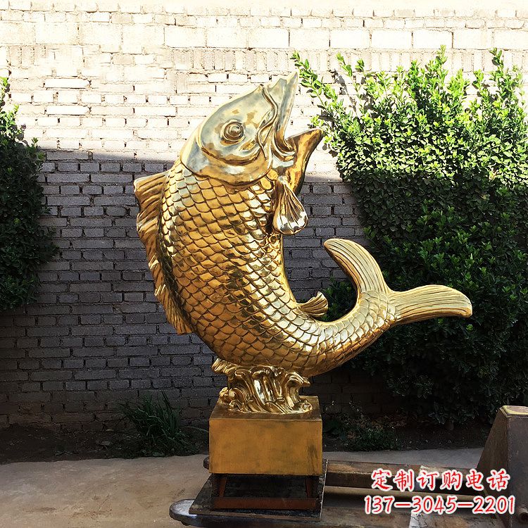 益阳鱼跃景观铜雕-纯铜铸造企业商场动物雕塑摆件