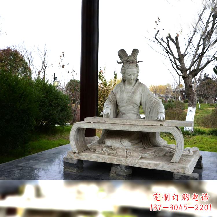 益阳虞姬弹琴雕塑-公园古代人物著名美女情景雕塑