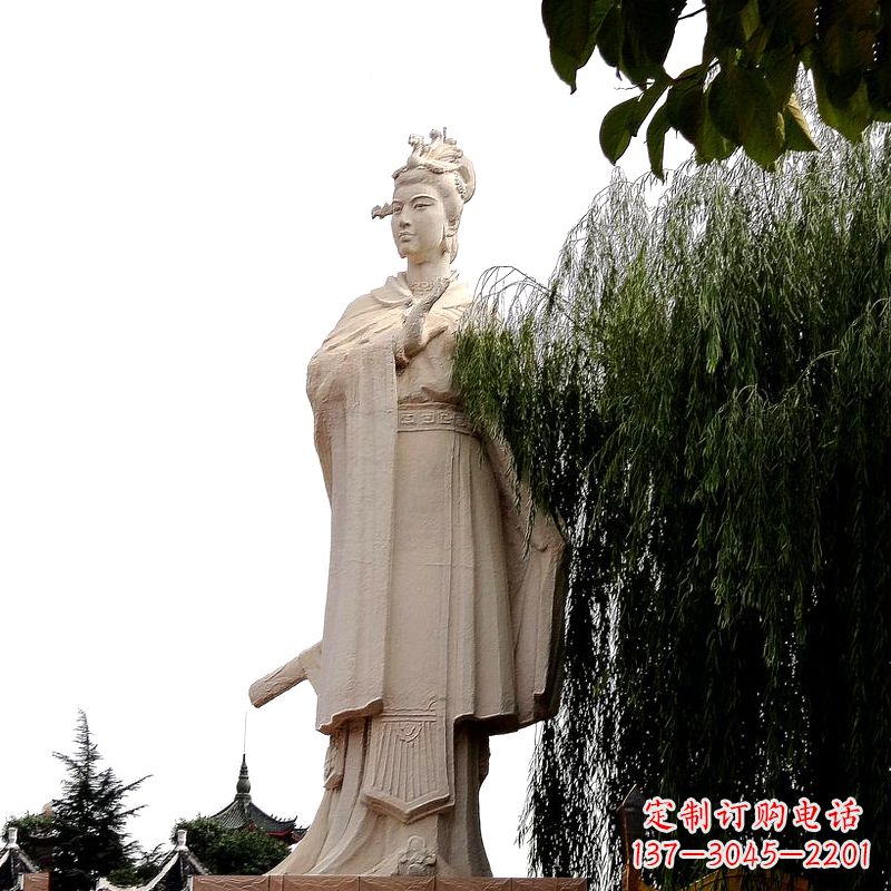 益阳虞姬砂岩石雕-景区园林古代人物著名美女雕像