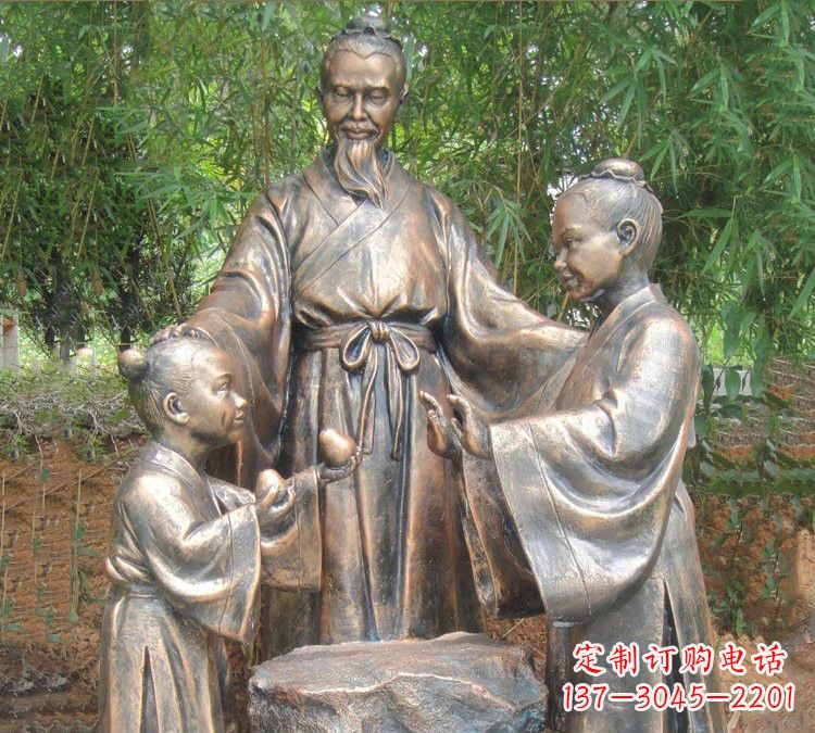 益阳寓言故事铜雕_孔融让梨