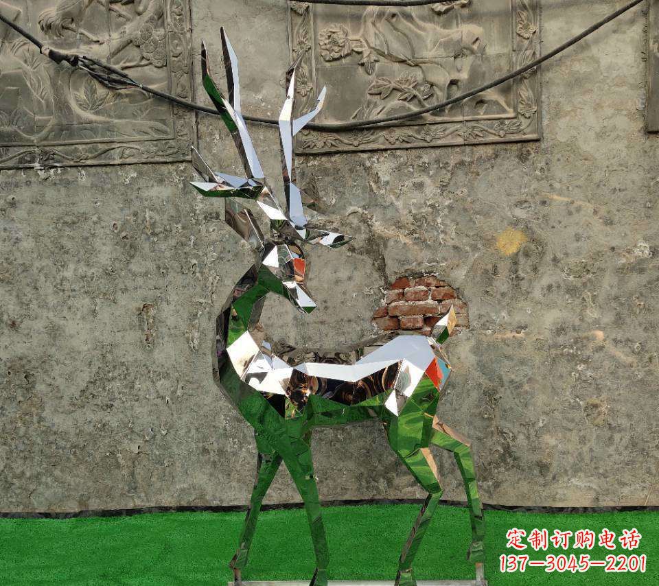 益阳园林不锈钢抽象小鹿雕塑