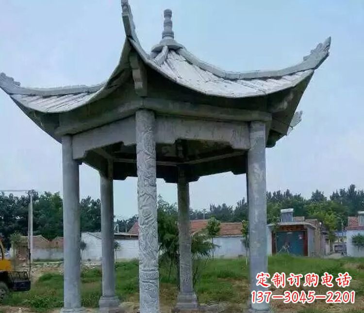益阳园林仿古六角凉亭景观石雕