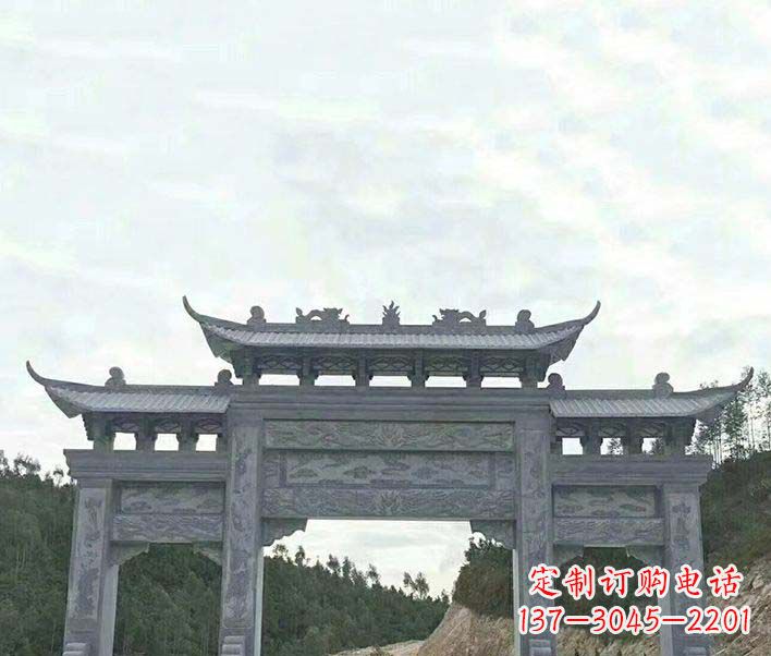 益阳园林仿古三门石牌坊景观石雕