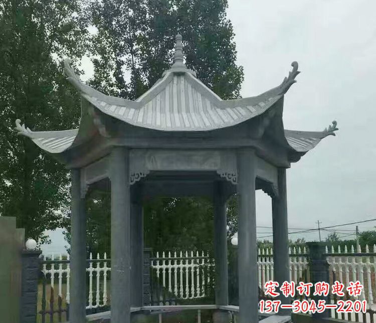 益阳园林仿古石凉亭景观石雕 (2)