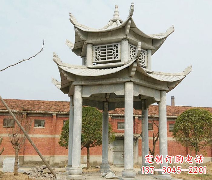 益阳园林仿古双层石雕凉亭 (2)
