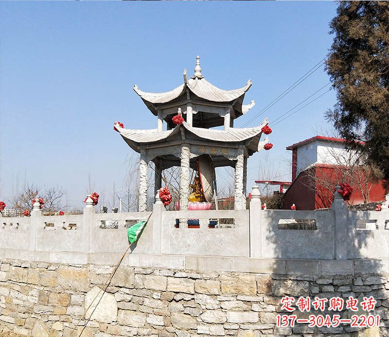 益阳园林仿古双层石凉亭景观石雕 (3)