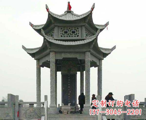 益阳园林仿古双层石凉亭景观石雕