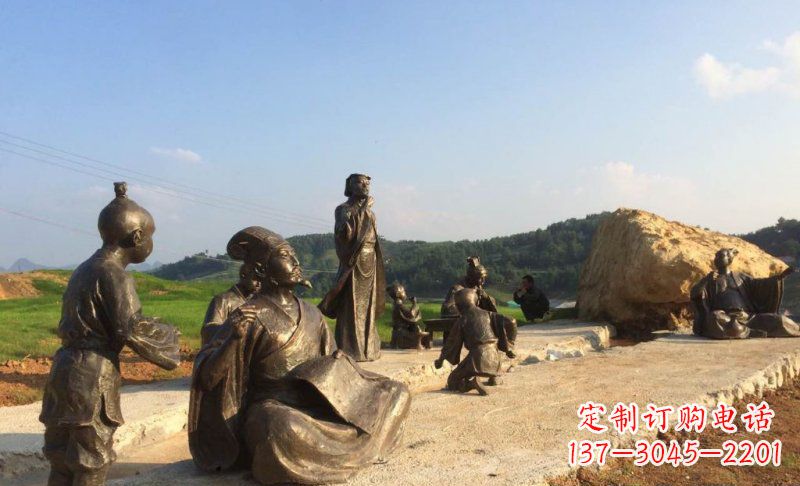 益阳园林古代人物和玩耍的小孩小品铜雕