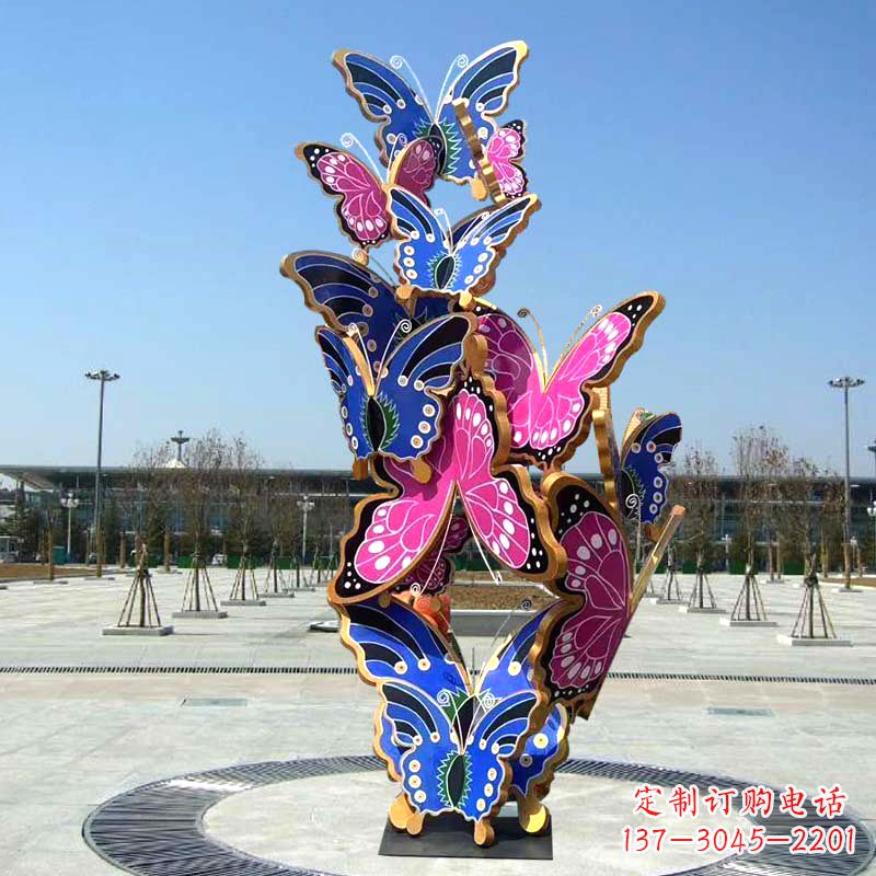 益阳园林广场蝴蝶不锈钢动物景观雕塑
