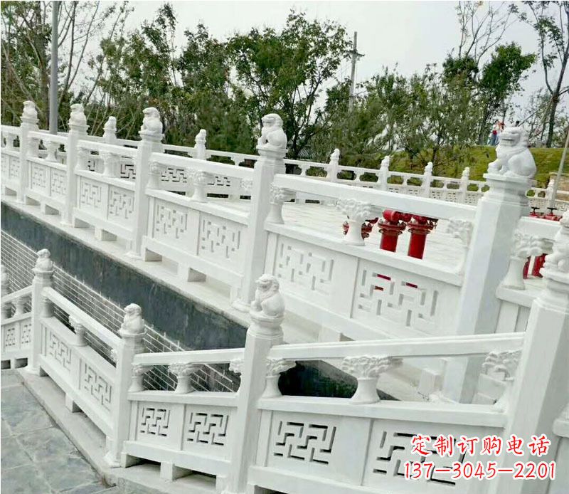 益阳园林汉白玉栏板景观石雕 (2)