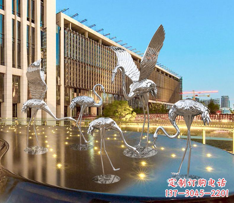 益阳园林火烈鸟不锈钢雕塑