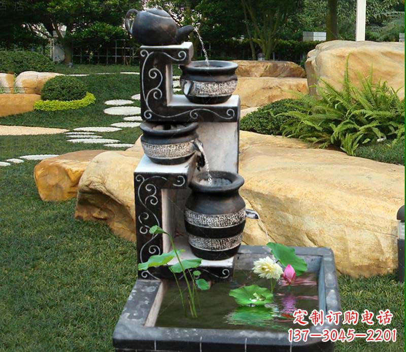 益阳园林景观茶壶流水池石雕