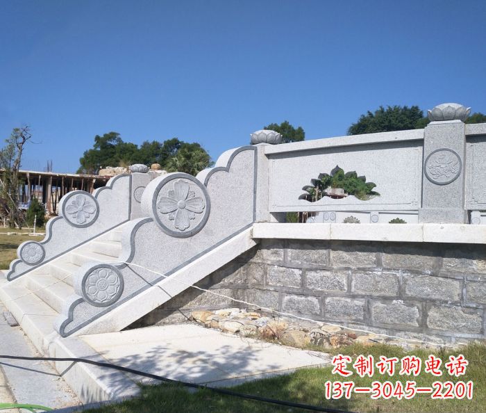 益阳园林景观大理石镂空莲花石栏板 (2)