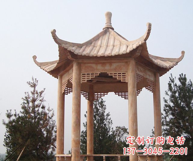 益阳园林景观单层石雕凉亭 (3)