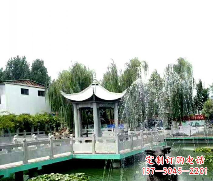 益阳园林景观单层六角石雕凉亭