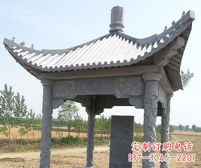 益阳园林景观单层石雕凉亭 (4)