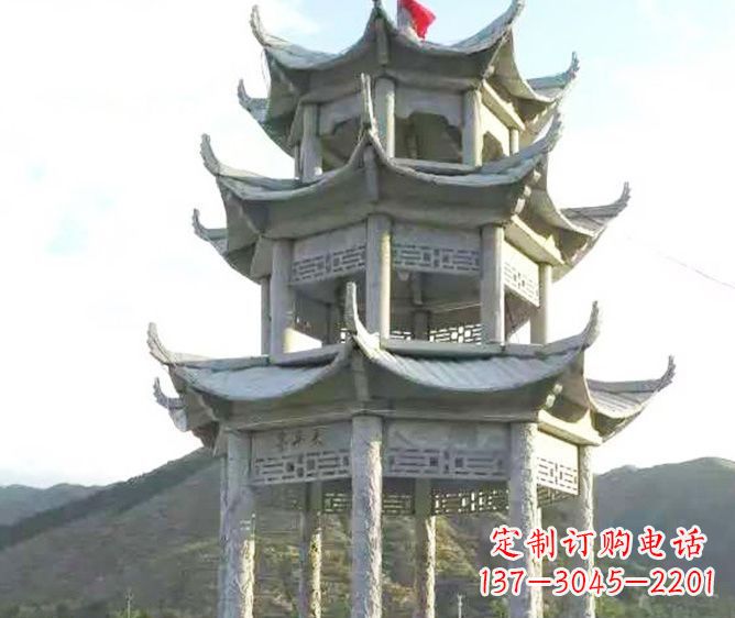 益阳园林景观多层凉亭石雕 (3)