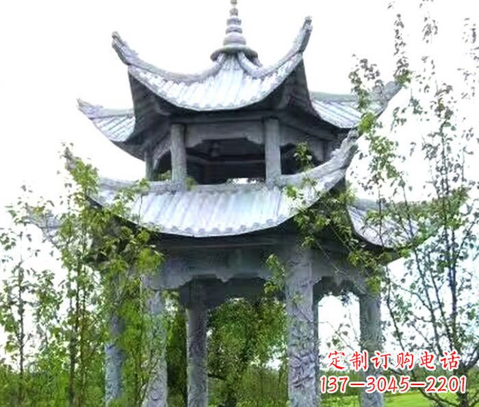 益阳园林景观仿古六角石凉亭