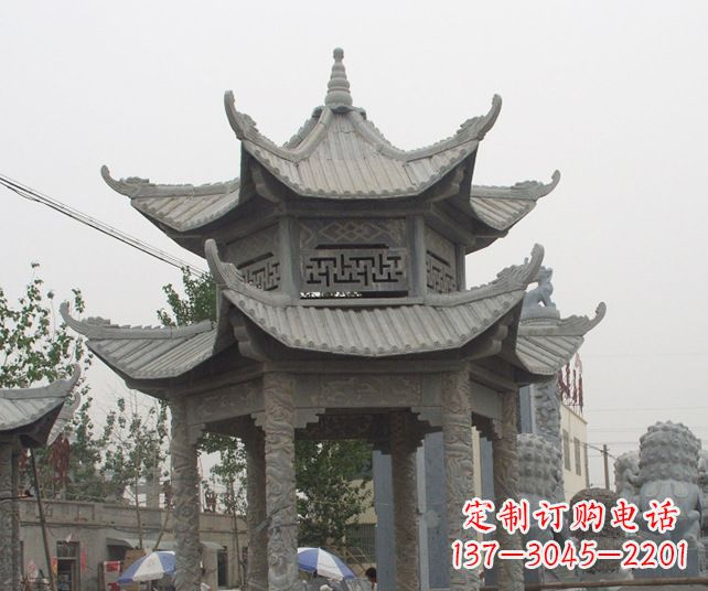 益阳园林景观仿古石雕凉亭 (2)