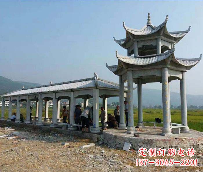 益阳园林景观仿古石雕长廊凉亭