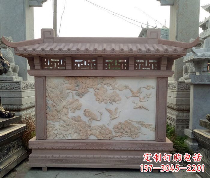 益阳园林景观松鹤石浮雕影壁