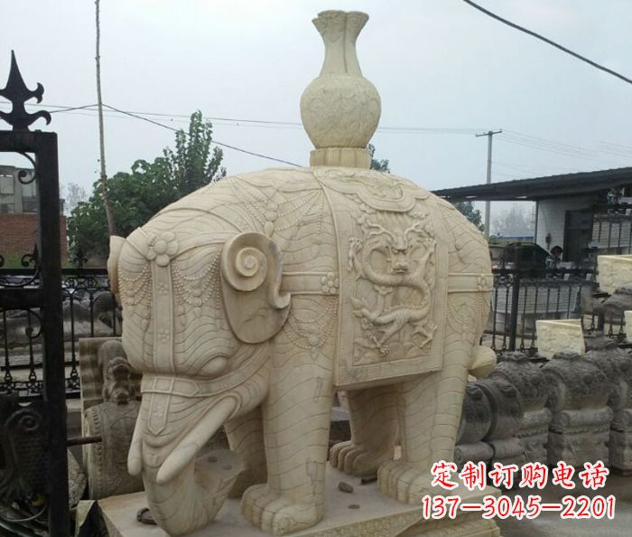 益阳园林景观驮瓶大象石雕