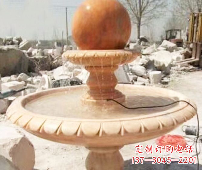 益阳园林景观晚霞红风水球喷泉石雕 (3)