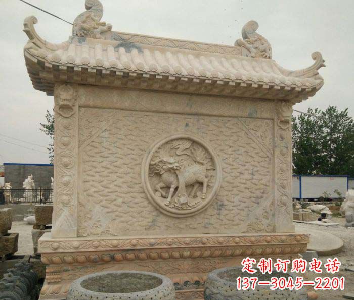 益阳园林景观晚霞红石雕影壁